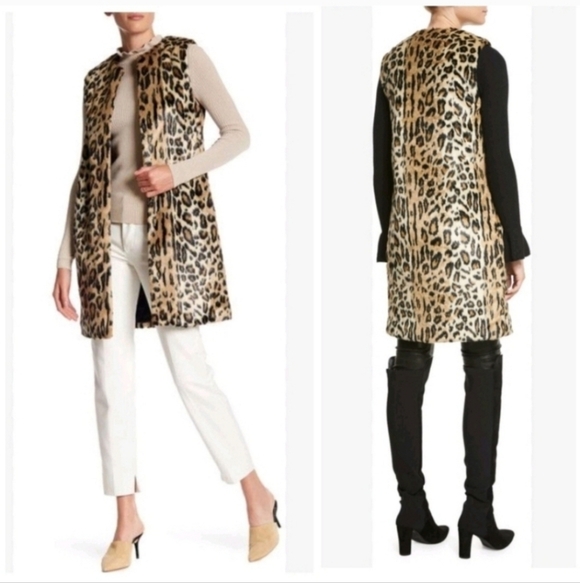 Alice + Olivia Jade Faux Fur Leopard Vest size XS - Picture 4 of 16